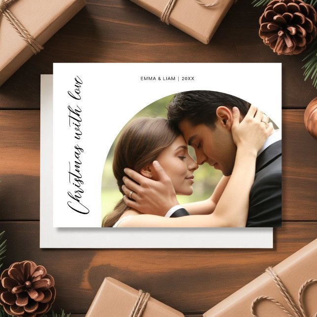 Cartão De Festividades Christmas With Love Couple Photo Card (Criador carregado)