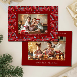 Cartão De Festividades Christmas Woodland Animals Folk Art 2 Photo