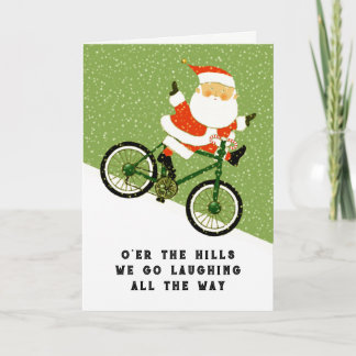 Cartão De Festividades Ciclista Engraçado Natal