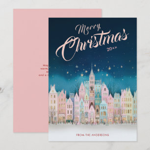 Cartão De Festividades Cidade de Natal Noite Estrelada