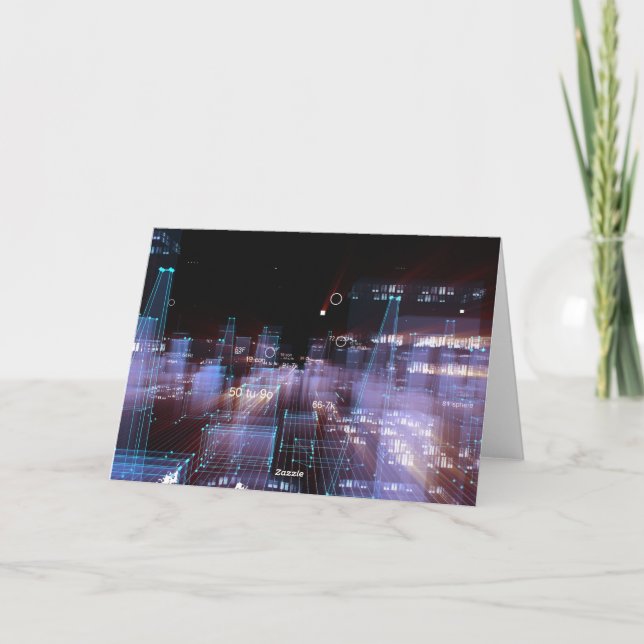 Cartão De Festividades Cidade digital tecnológica (Verso)