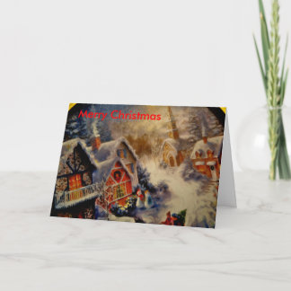 Cartão De Festividades cidade que scene_Painting, Feliz Natal