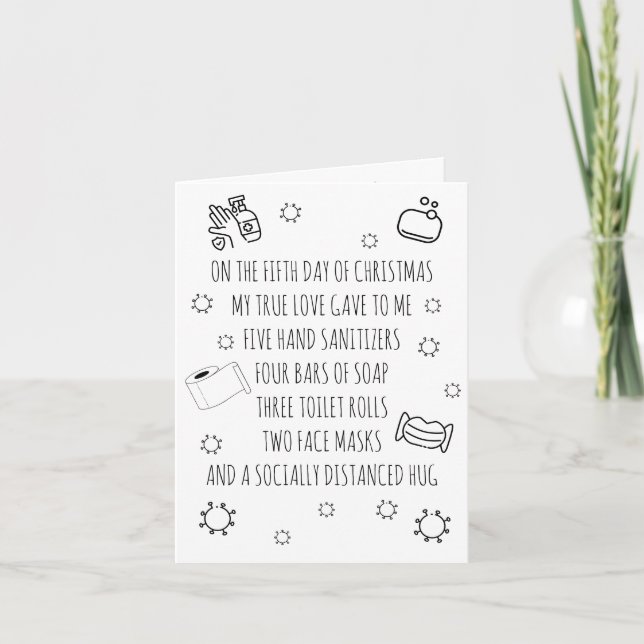 Cartão De Festividades Cinco dias de Natal Covid Engraçado (Frente)