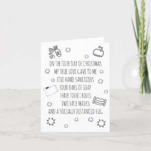 Cartão De Festividades Cinco dias de Natal Covid Engraçado