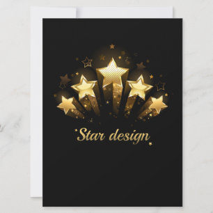 Cartão De Festividades Cinco estrelas douradas a preto