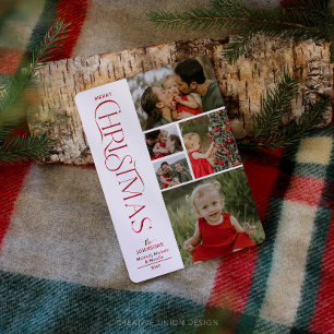 Cartão De Festividades Cinco Feriados de Natal Feliz da Família de Colage