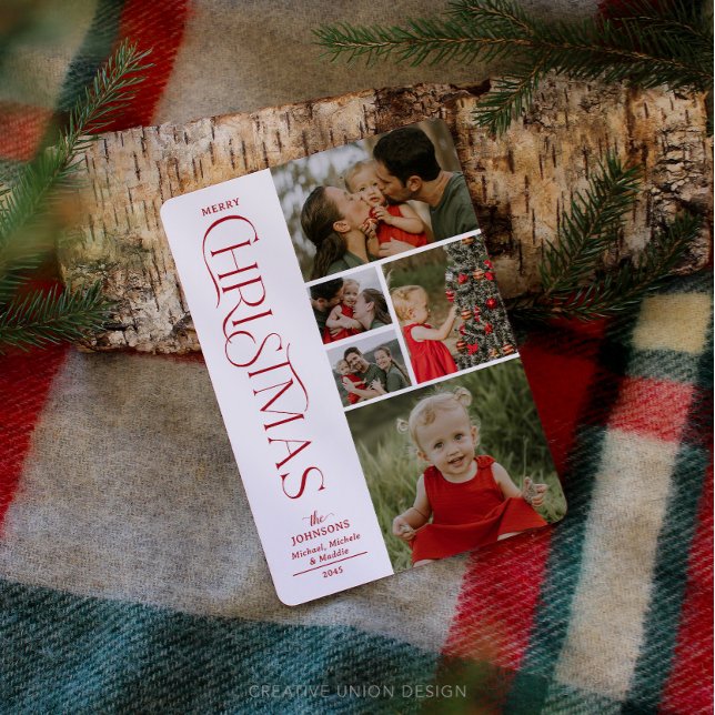 Cartão De Festividades Cinco Feriados de Natal Feliz da Família de Colage (Criador carregado)