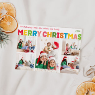 Cartão De Festividades Cinco fotos de Natal alegre e alegre