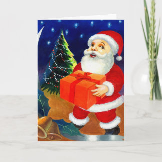 Cartão De Festividades Cintos de Design da Árvore de Natal do Papai Noel