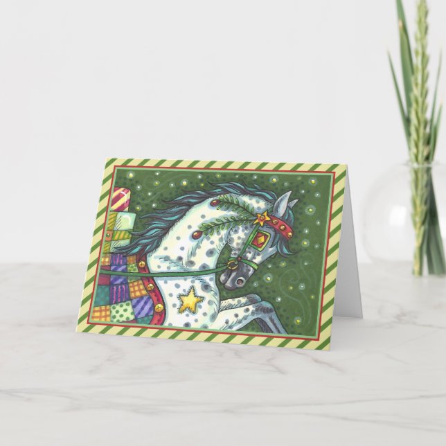 Cartão De Festividades Cinza APAGADA EM UM CAVALO ABERTO COM VERSAL (Frente)