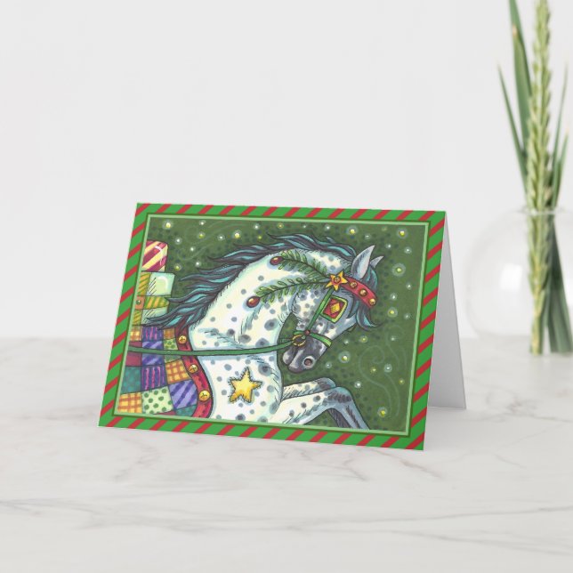 Cartão De Festividades Cinza APAGADA EM UM CAVALO ABERTO COM VERSAL (Frente)