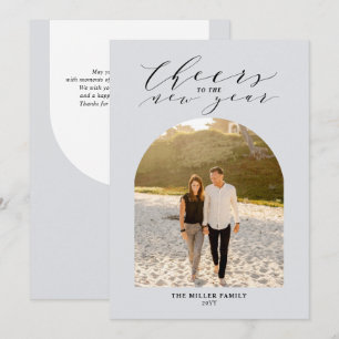 Cartão De Festividades Cinza Brindes para o Ano Novo Foto Saudação