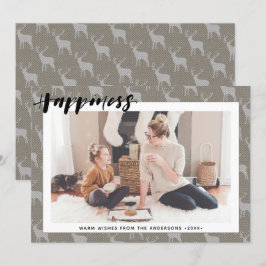 Cartão De Festividades Cinza Castanho Russo Burcolo Simples FELICIDADE