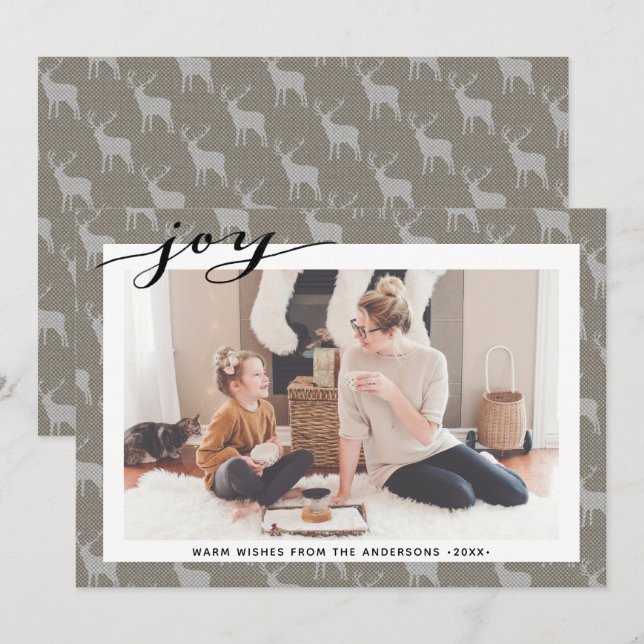 Cartão De Festividades Cinza Castanho Russo Burlap Elegante Manuscrito El (Frente/Verso)