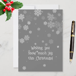 Cartão De Festividades Cinza com flocos de neve brancos