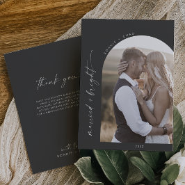 Cartão De Festividades Cinza de Arch Moderno Casada e Brilhante Obrigado