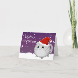 Cartão De Festividades Cinza de natal de Kawaii por gatinho