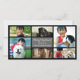 Cartão De Festividades Cinza de Natal para Colagem de Fotos Personalizada