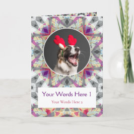 Cartão De Festividades Cinza de saudação personalizada de fotos com a est