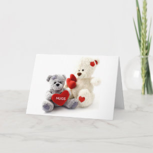 Cartão De Festividades Cinza e Urso Branco com Cartaz