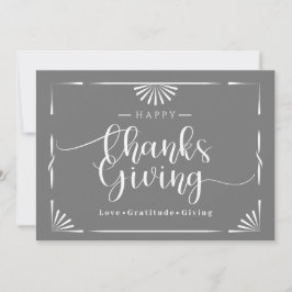 Cartão De Festividades Cinza Elegante Chic de Ação de Graças