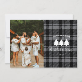 Cartão De Festividades Cinza Escura Moderna e Foto de Xadrez Preta