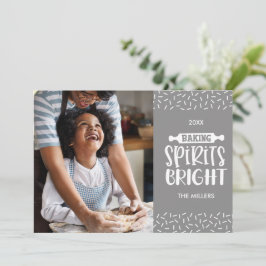 Cartão De Festividades Cinza | Foto Brilhante De Espíritos De Natal