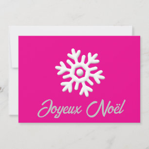 Cartão De Festividades Cinza rosa branca floco de neve Feliz Natal
