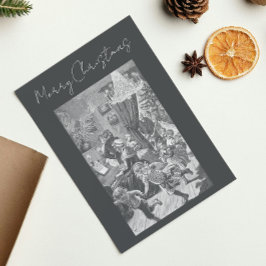 Cartão De Festividades Cinza Vintage Vitorian Sueco Feliz Natal