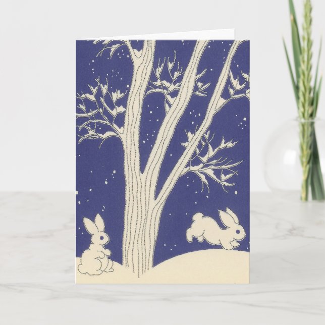 Cartão De Festividades Cinzas Brancas Azuis à Neve (Frente)