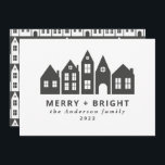 Cartão De Festividades Cinzas nórdicas de Natal modernas<br><div class="desc">Natal moderno no Japão Casas nórdicas na moda simples cartão verde de férias design</div>