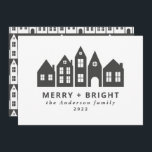 Cartão De Festividades Cinzas nórdicas de Natal modernas<br><div class="desc">Natal moderno no Japão Casas nórdicas na moda simples cartão verde de férias design</div>