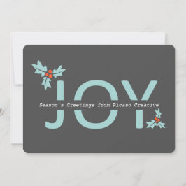 Cartão De Festividades Cinzas Personalizadas e Alegria Laranja E Holly