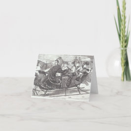 Cartão De Festividades CINZAS SLEIGH DA Placa de natais vintages (1869)