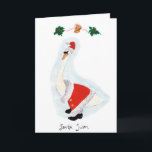 Cartão De Festividades Cisne do papai noel: O Natal é dando<br><div class="desc">A cisne pintado à mão bonita do papai noel toma seus desejos do Natal a tudo! A cisne do papai noel é acrílica e watercolour no papel frio-pressionado liso com chapéu e casaco pele-aparado e botões brilhantes.

Texto interno (editável): O Natal é dando.</div>