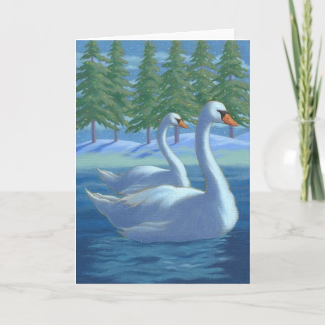 Cartão De Festividades Cisnes do Natal (Frente)