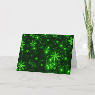 Cartão De Festividades Citação de Amor de Paz em Fundo Verde Flocos de