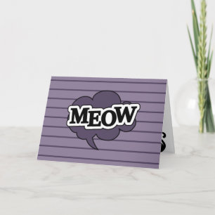 Cartão De Festividades Citação de miado de gato preto, design fofo de hal
