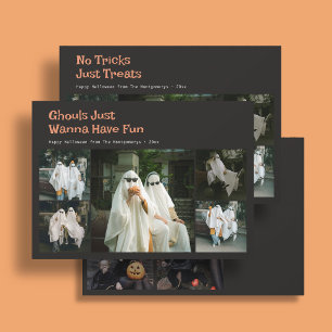 Cartão De Festividades Citação fofa de Halloween 9 Foto preta de família