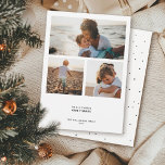 Cartão De Festividades Citação Minimalista Moderna | Colagem de Fotos de<br><div class="desc">Essas saudações modernas de temporada brilham através de seus belos sentimentos e ditos - e seu amplo espaço em branco. O incrível e simples cartão de Natal captura três momentos preciosos em uma colagem de fotos enquanto a tipografia minimalista lê "Em todas as coisas dê graças" acima do nome da...</div>