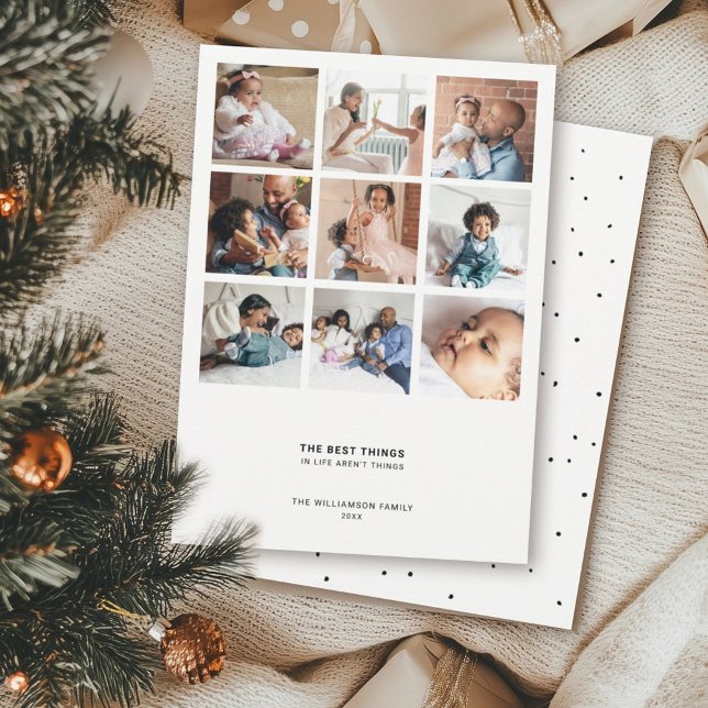 Cartão De Festividades Citação Moderna Mínima | 9 Colagem de Fotos Múltip (Criador carregado)