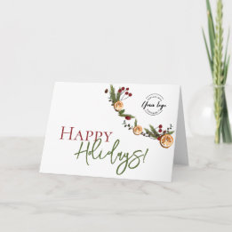 Cartão De Festividades Cítrico Rústico & Pinheiro Personalizado Corporati