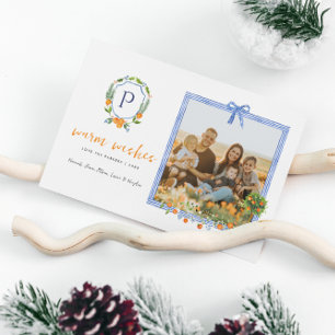 Cartão De Festividades Citrus Botanical Floral Natal Foto de Férias