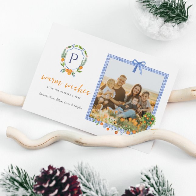 Cartão De Festividades Citrus Botanical Floral Natal | Foto de Férias (Criador carregado)