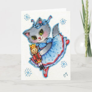 Cartão De Festividades Clara - Bonita Gato de Natal Nutcracker