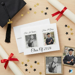 Cartão De Festividades Class of 2026 Then and Now Photo Graduation Card