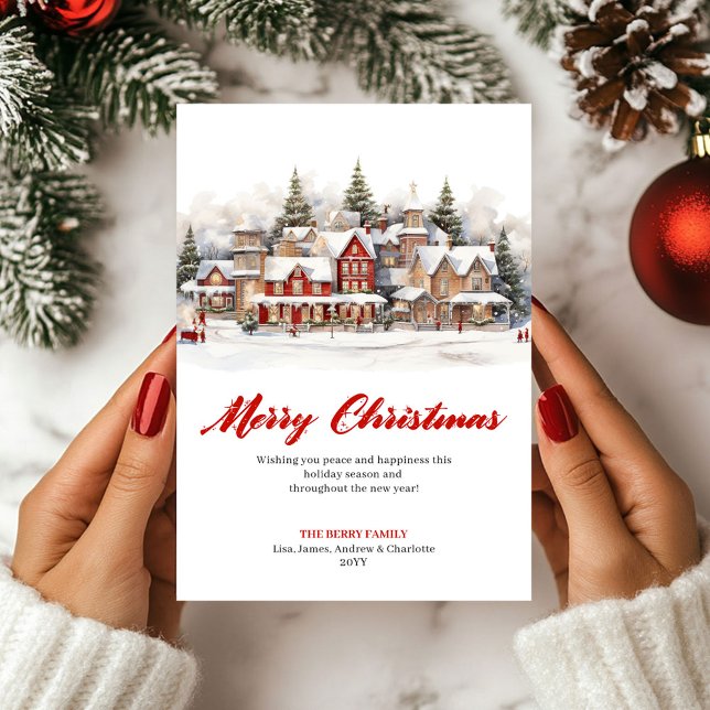 Cartão De Festividades Classic Artistic Winter Scene Greeting Card (Classic Artistic Winter Scene Greeting Card)