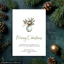 Cartão De Festividades Classic Bohemian Botanical Neutral Holiday Card
