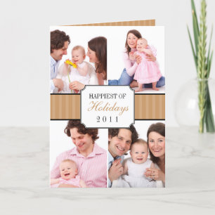 Cartão De Festividades Classic collage brown striped band Christmas photo