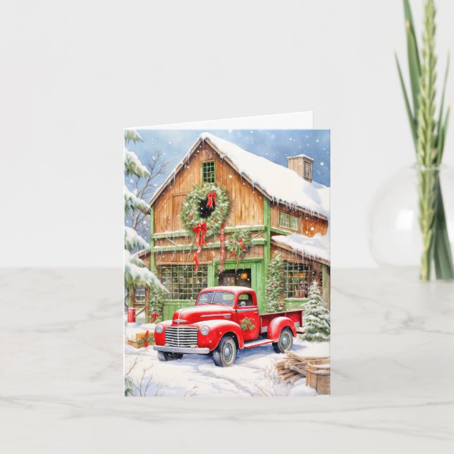 Cartão De Festividades Classic Country Winter Farmhouse Merry Christmas (Frente)